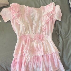Loveshackfancy pink and white dress